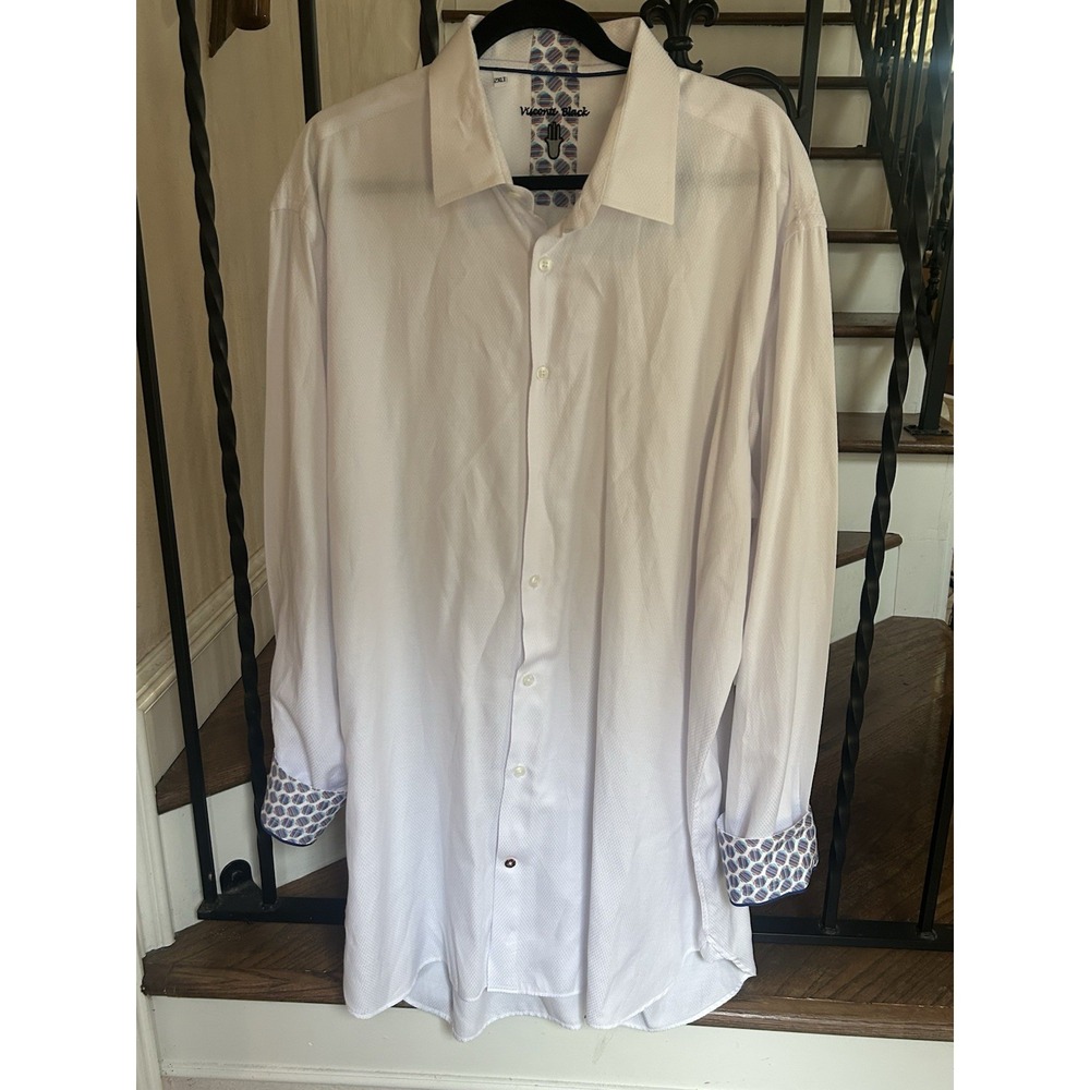 Men's Size 2XLT Visconti Black Shirt Long Sleeves Button-Up Dressy Flip Cuffs
